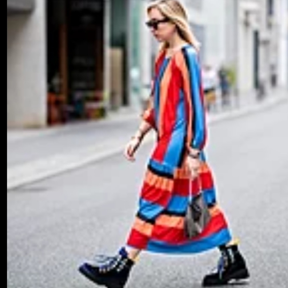 Zara Striped Off the Shoulder Maxi  Dress with colorful size Small